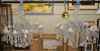 Lot 1197 - A pair of early 20th century ten light glass...