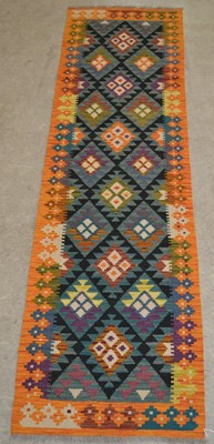 Lot 1211 - A Maimana Kilim runner, worked in coloured...