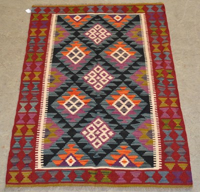 Lot 1216 - A Maimana Kilim rug, worked in coloured...