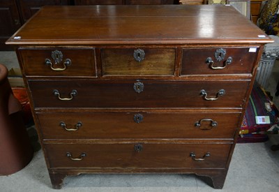 Lot 838 - A 19th century mahogany three over three chest...