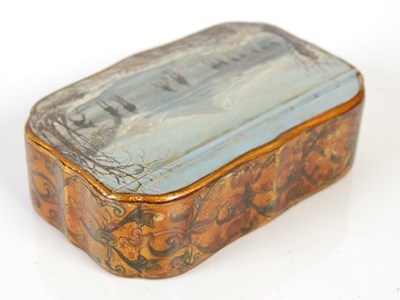 Lot 233 - Curling interest: a Mauchline ware shaped...