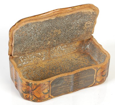 Lot 233 - Curling interest: a Mauchline ware shaped...