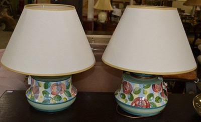 Lot 857 - A pair of Jersey Pottery table lamps, hand...