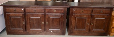 Lot 859 - Two modern stained oak sideboards, fitted with...