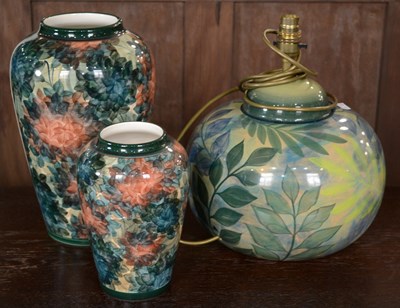 Lot 860 - Two Jersey Pottery vases and a green table...