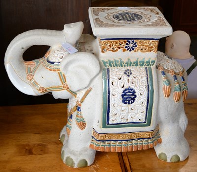 Lot 837 - A vintage ceramic elephant plant stand /...