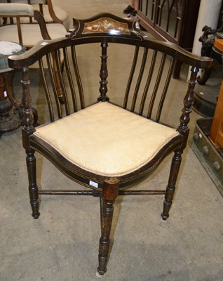 Lot 875 - An Edwardian mahogany corner armchair,...
