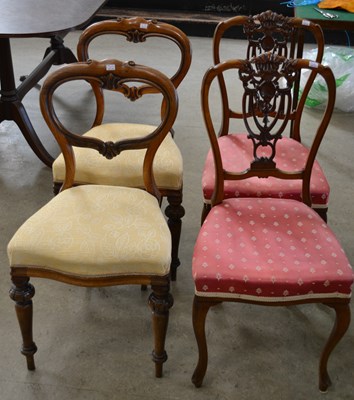 Lot 877 - A group of four Edwardian mahogany chairs, to...