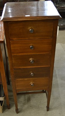 Lot 886 - A mahogany five drawer tall boy chest, raised...