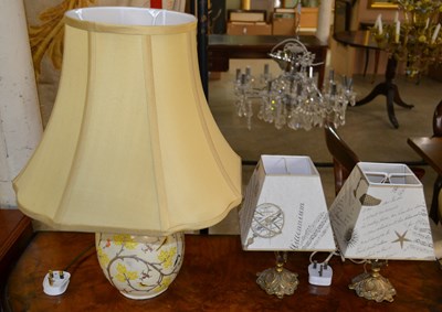 Lot 894 - A group of three table lamps, to include a...