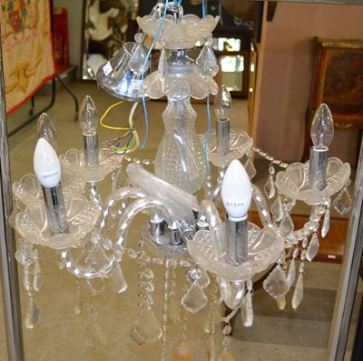 Lot 905 - A 20th century glass and crystal six light...