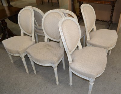 Lot 911 - A set of six French Louis XVI style dining...