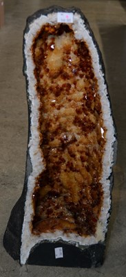 Lot 478 - A citrine geode cathedral quartz crystal...