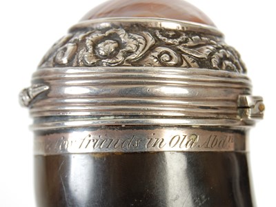 Lot 234 - A Scottish curly horn silver-mounted snuff...