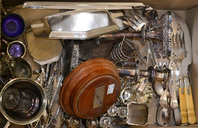 Lot 607 - A box of assorted EP ware, to include a pair...