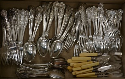 Lot 606 - A box of assorted silver plated flatware.