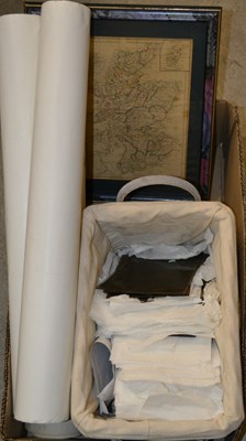 Lot 597 - A box of assorted items, to include a map of...