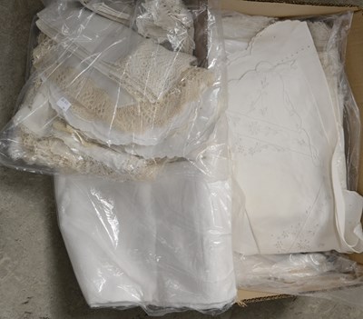 Lot 620 - A box of assorted tablecloths, to include...