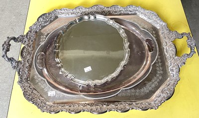 Lot 466 - A large silver plated serving tray, with...