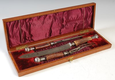 Lot 431 - A three piece carving set by Edmund B. Barker...