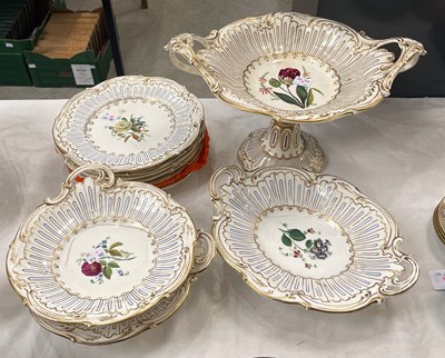 Lot 430 - A 19th century part English ceramic fruit set,...