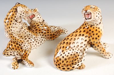 Lot 425 - An Italian ceramic leopard figurine, depicting...
