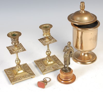 Lot 448 - A group of assorted brassware, to include a...