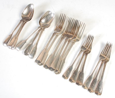 Lot 150 - A composite suite of silver fiddle and thread...