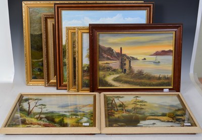 Lot 663 - A box of assorted paintings, to include a...
