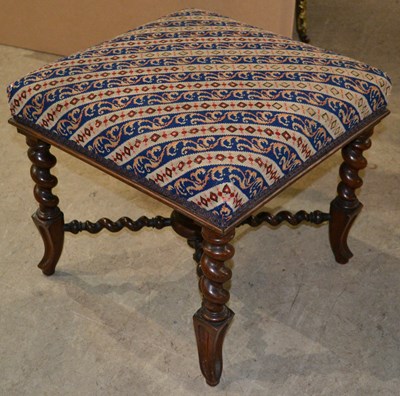 Lot 914 - A 19th century barley twist stool, with X...