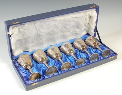 Lot 167A - A cased set of six Birmingham silver wine...