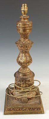 Lot 375 - A 20th century gilt metal table lamp, of...