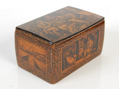 Lot 236 - A Mauchline ware penwork oblong snuff box,...