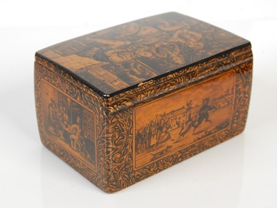 Lot 236 - A Mauchline ware penwork oblong snuff box,...