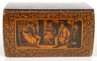 Lot 236 - A Mauchline ware penwork oblong snuff box,...