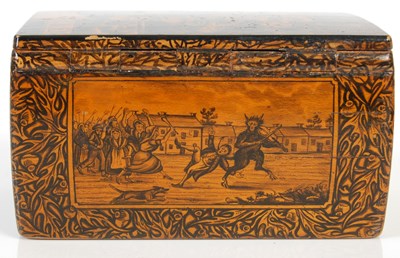 Lot 236 - A Mauchline ware penwork oblong snuff box,...