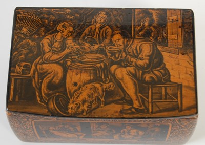 Lot 236 - A Mauchline ware penwork oblong snuff box,...