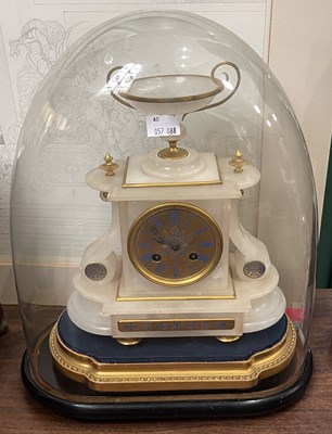 Lot 381 - An early 20th century French alabaster mantle...