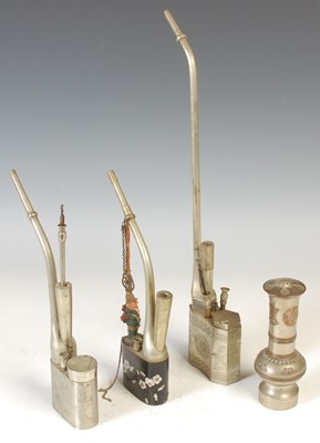 Lot 382 - A group of four Chinese metal water / opium...