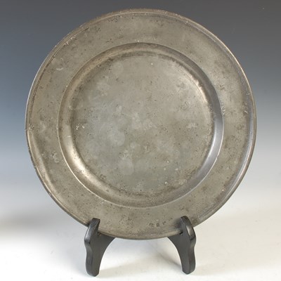 Lot 524 - A large pewter charger, with impressed makers...
