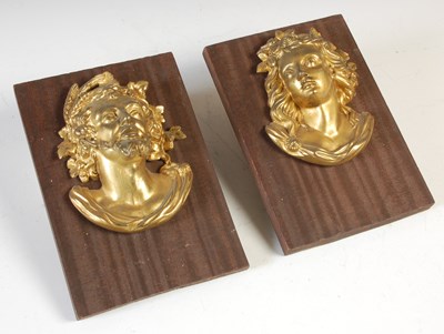 Lot 391 - Two gilt bronze style wall busts, depicting...