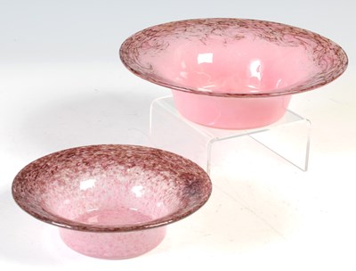 Lot 393 - A Monart pink glass bowl, with  aventurine,...