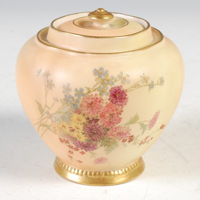 Lot 405 - A Royal Worcester hand painted blush ivory...