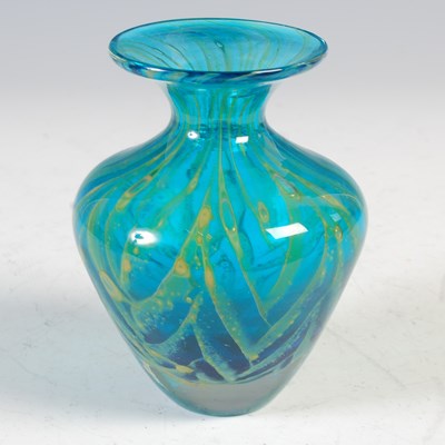 Lot 409 - A 20th century Medina blue glass vase, of...