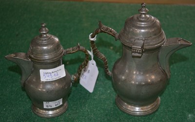 Lot 548 - Two 19th century small baluster pewter hot...
