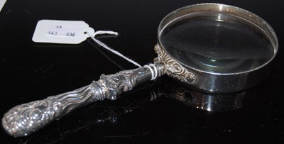 Lot 119 - A Birmingham silver mounted magnifying glass,...