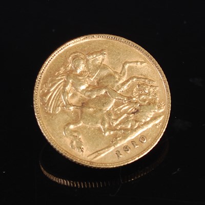 Lot 40 - An Edward VII gold half sovereign, dated '1910'.