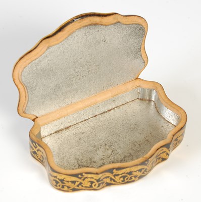 Lot 237 - A Mauchline ware cartouche-shaped snuff box,...