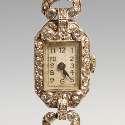 Lot 79 - An early 20th century Art Deco ladies platinum...