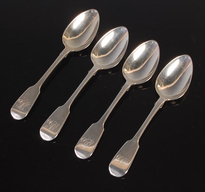 Lot 157 - A set of four London silver fiddle pattern...